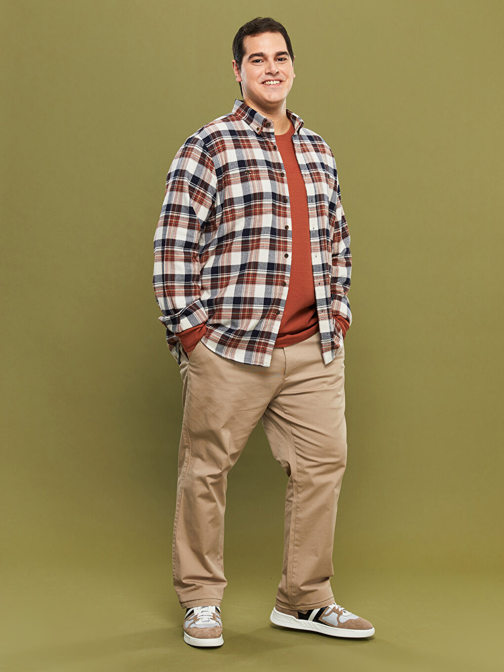 Plus Size Crew Neck Long Sleeve Printed Men's T-Shirt-1