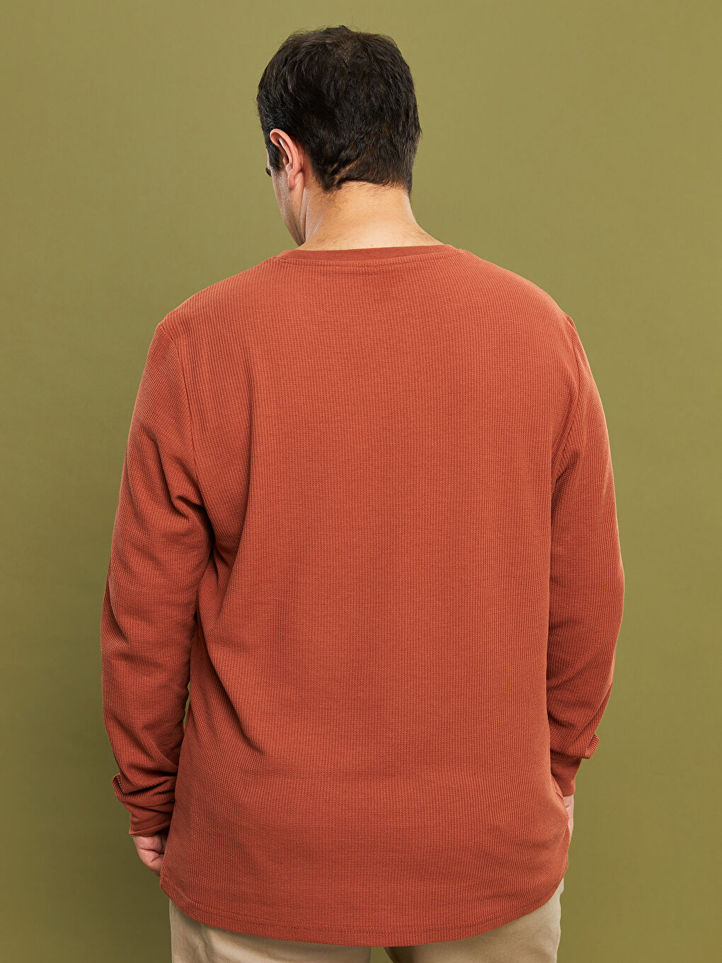 Plus Size Crew Neck Long Sleeve Printed Men's T-Shirt-3