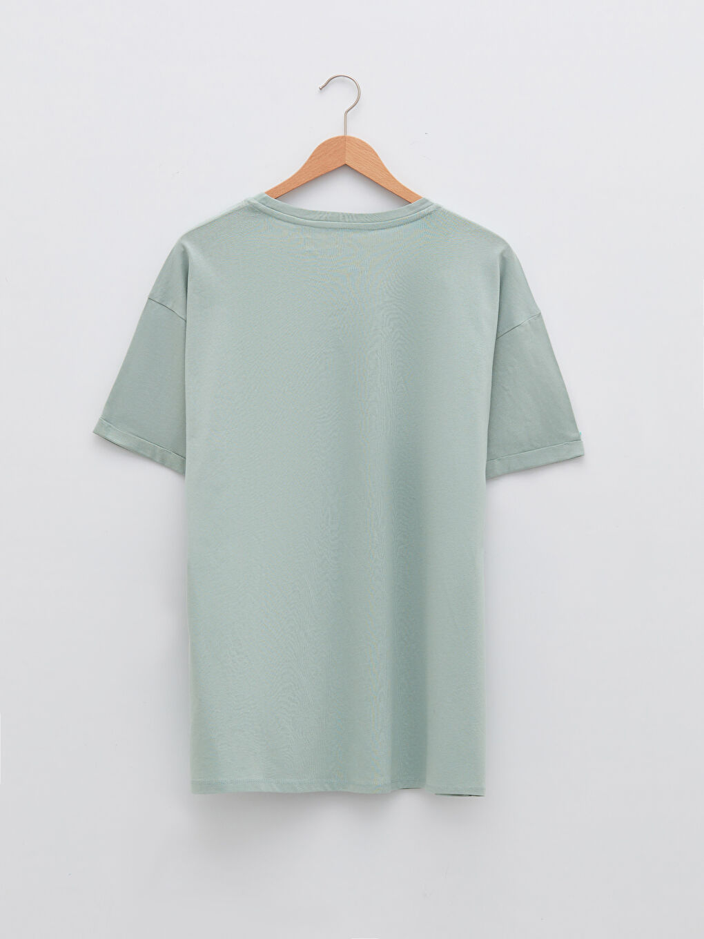 Yeşil Bisiklet Yaka Mickey Mouse Baskılı Kısa Kollu Pamuklu Hamile Tişört-5