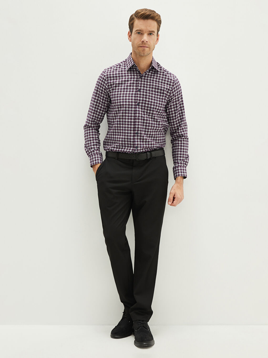 Slim Fit Dobby Fabric Men's Trousers