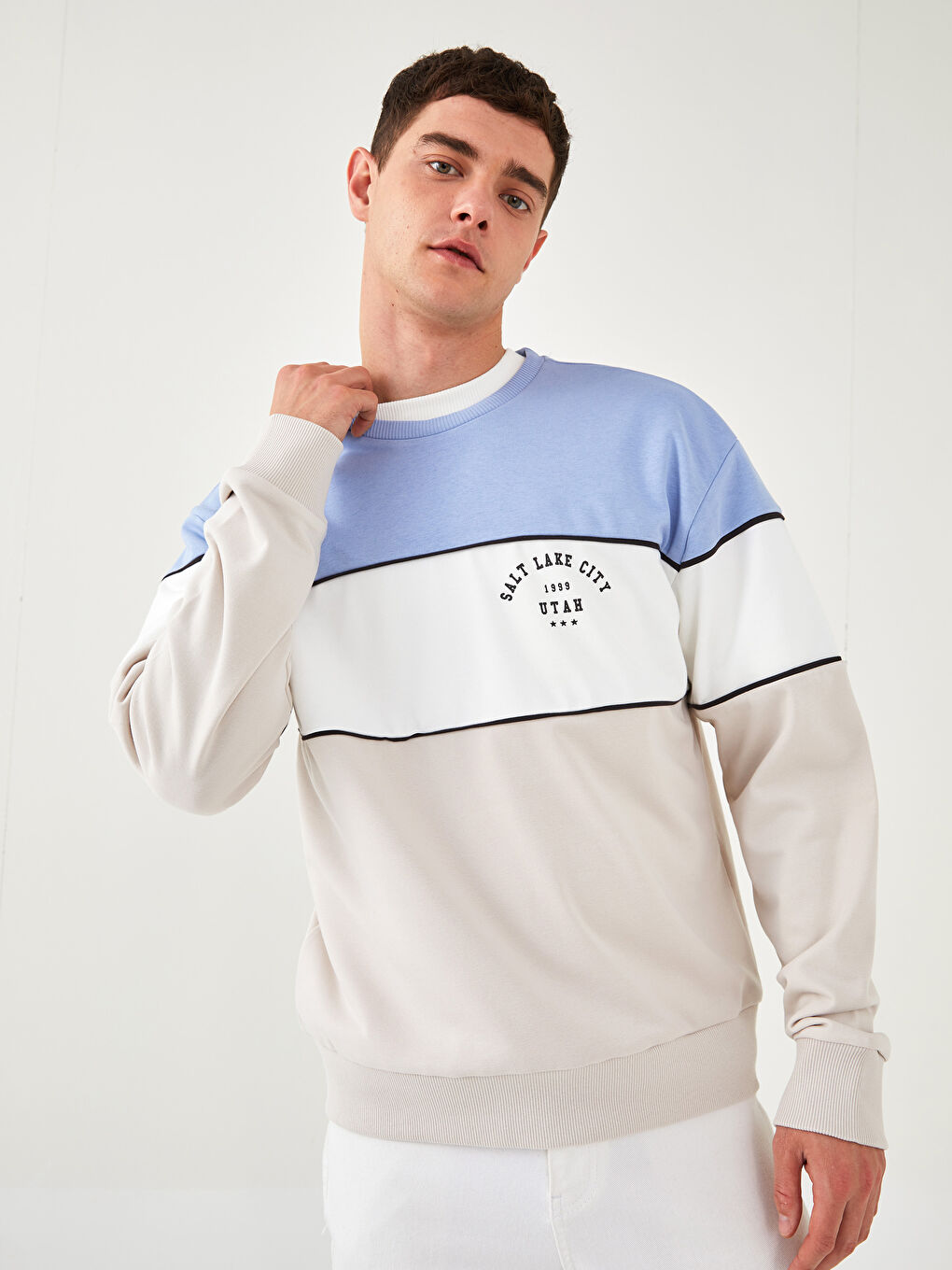 Dukserica za Muškarce sa Štampom, Okrugli izrez, Dugi Rukav, Preveliko-1