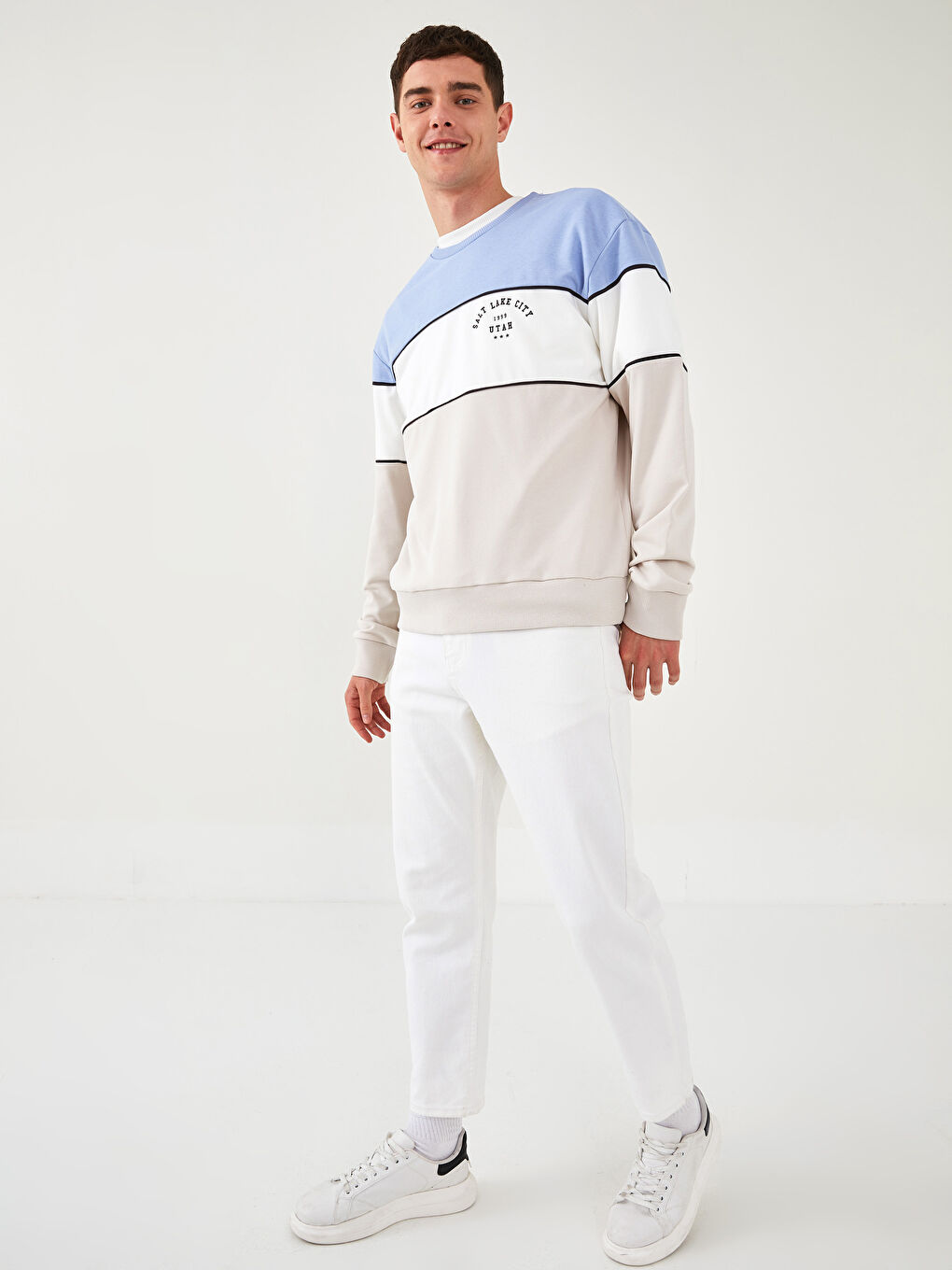 Dukserica za Muškarce sa Štampom, Okrugli izrez, Dugi Rukav, Preveliko-3