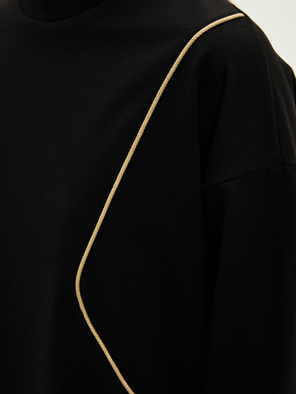 Standing Collar Embroidered Long Sleeve Oversize Women's Sweatshirt Tunic-5