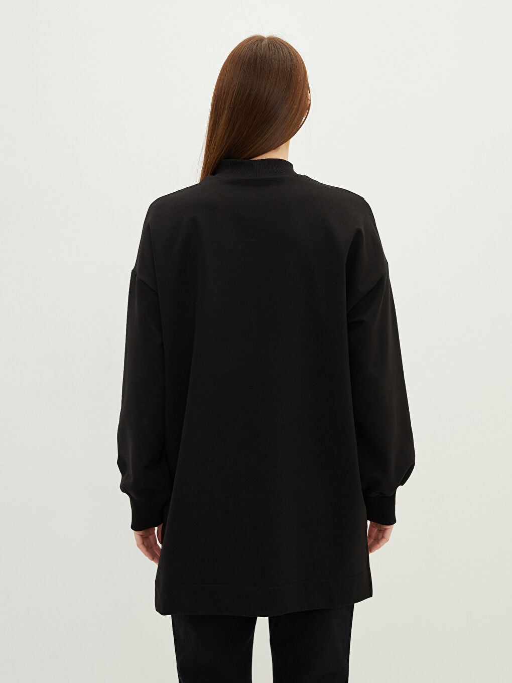 Standing Collar Embroidered Long Sleeve Oversize Women's Sweatshirt Tunic-7