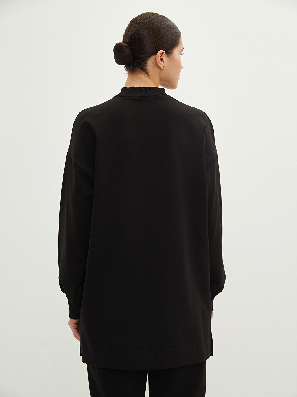 Standing Collar Embroidered Long Sleeve Oversize Women's Sweatshirt Tunic-8