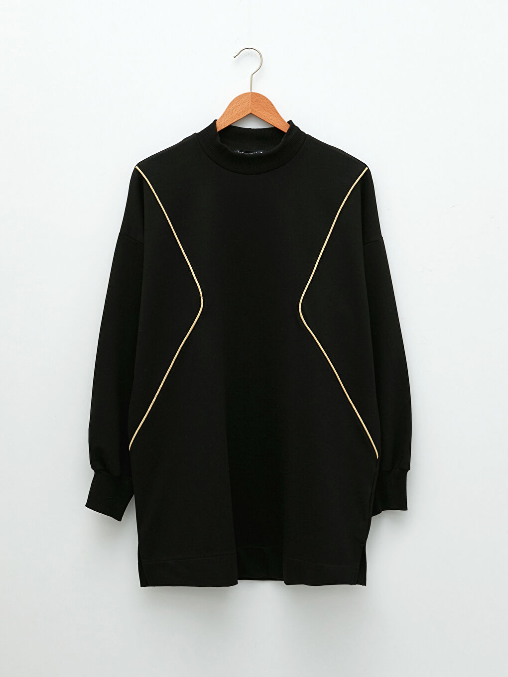 Standing Collar Embroidered Long Sleeve Oversize Women's Sweatshirt Tunic-9