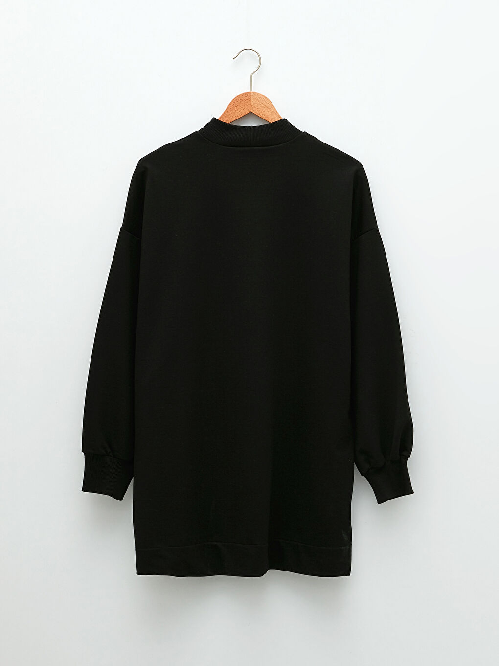 Standing Collar Embroidered Long Sleeve Oversize Women's Sweatshirt Tunic-10