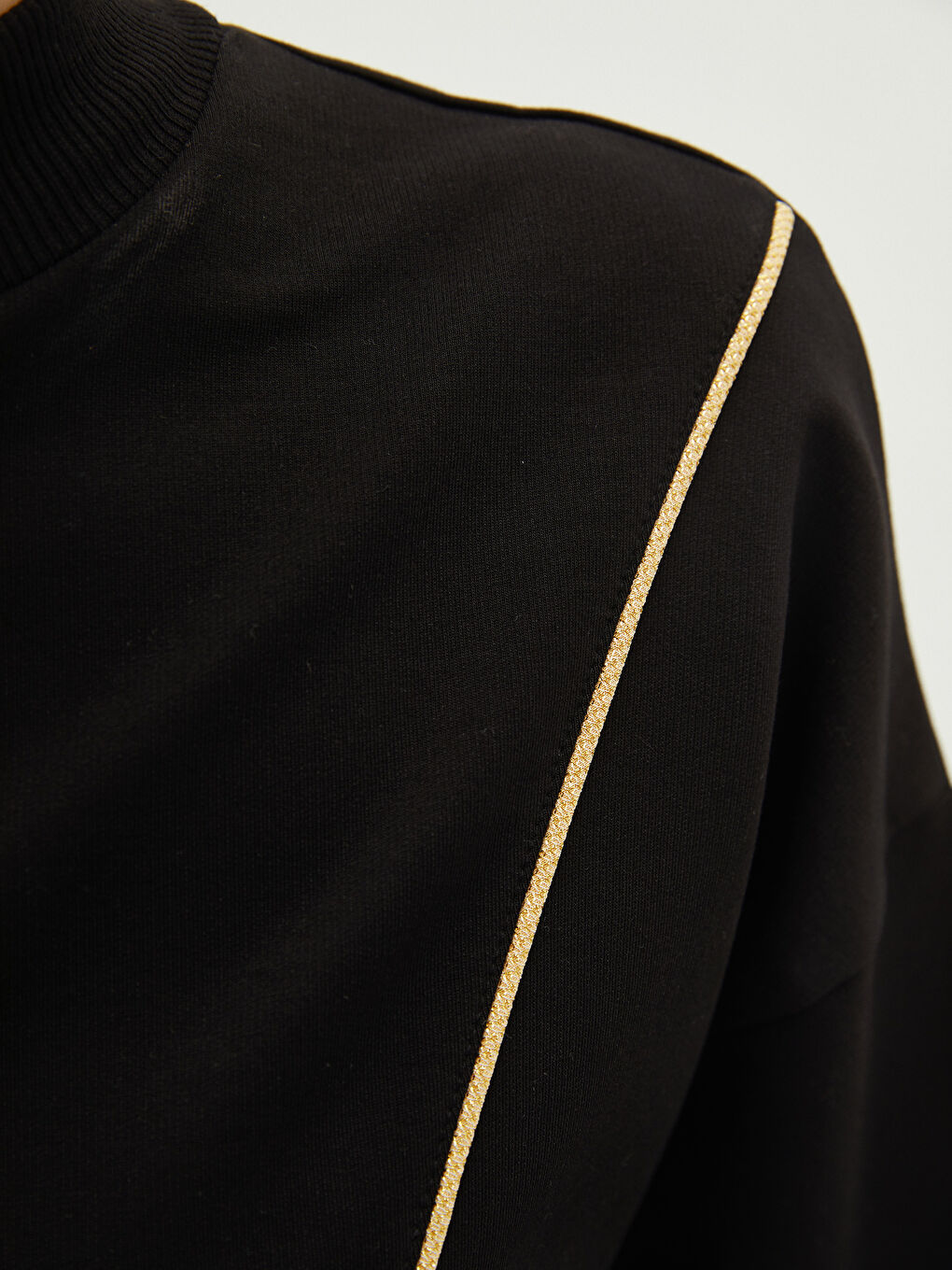 Standing Collar Embroidered Long Sleeve Oversize Women's Sweatshirt Tunic-6