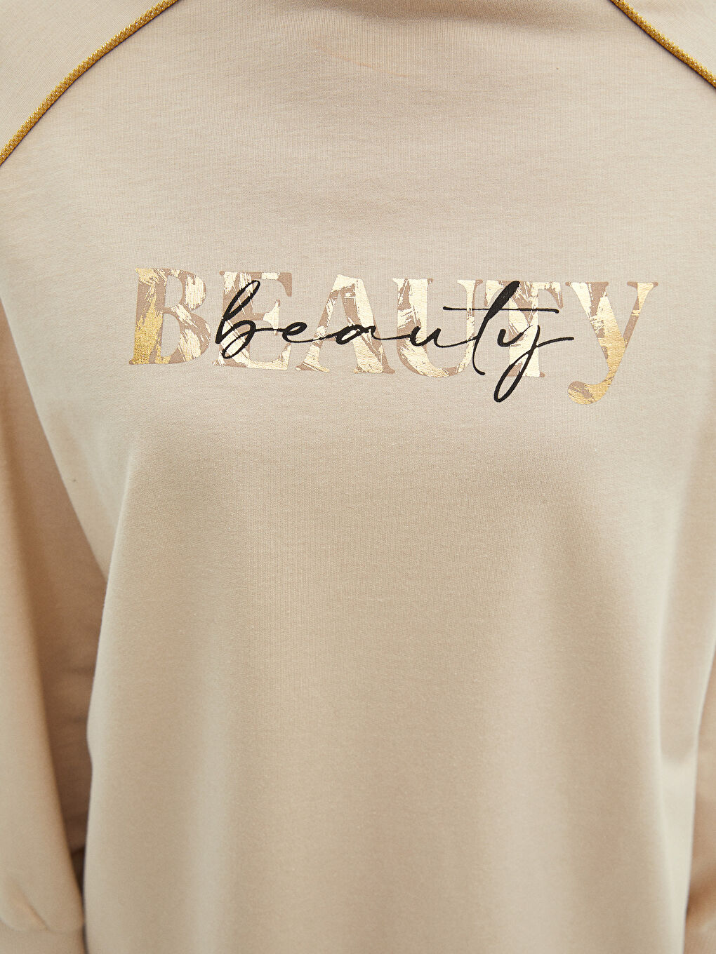 Stand Collar Slogan Printed Long Sleeve Women's Sweatshirt Tunic-6