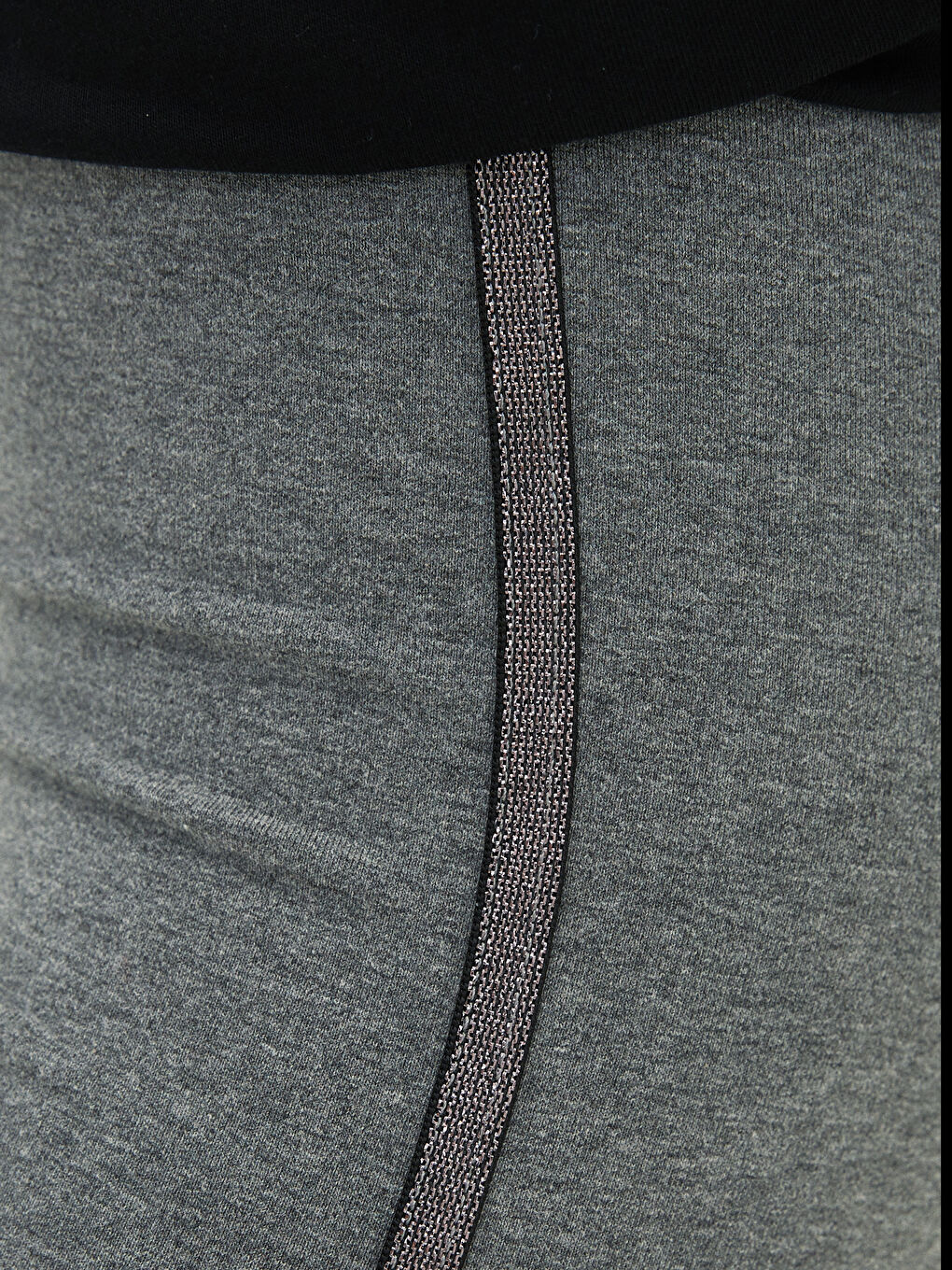 Antrasit Beli Lastikli Düz Şerit Detaylı Kadın Tayt-4