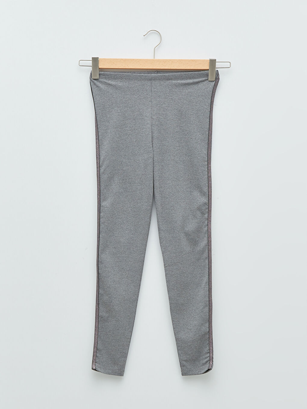 Antrasit Beli Lastikli Düz Şerit Detaylı Kadın Tayt-5