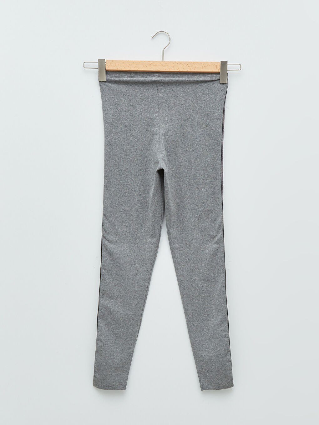 Antrasit Beli Lastikli Düz Şerit Detaylı Kadın Tayt-6