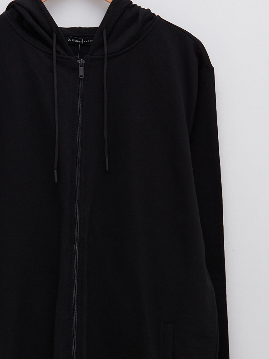 Siyah Kapüşonlu Düz Uzun Kollu Pamuklu Kadın Spor Hırka-7