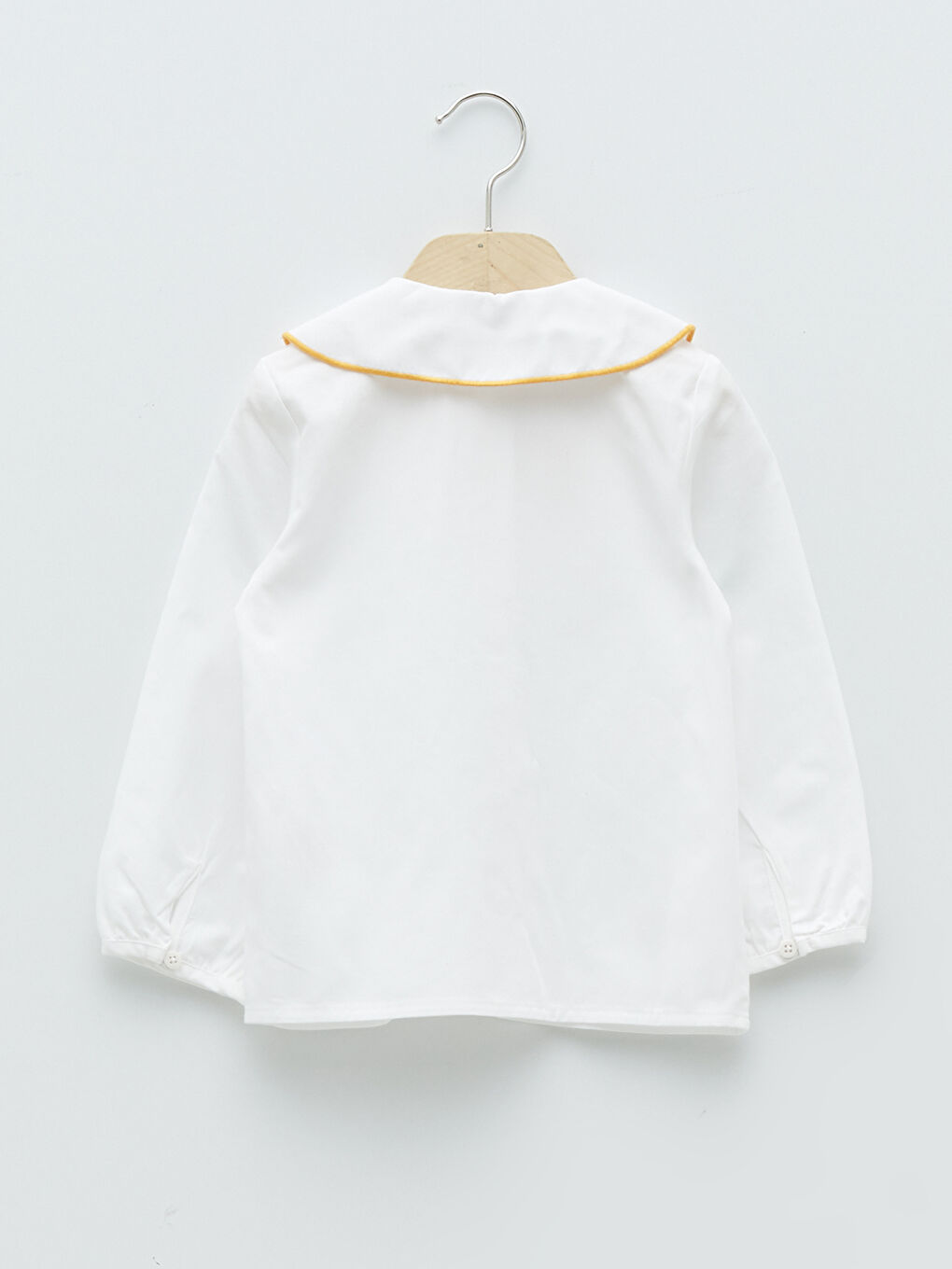 Ekru Uzun Kollu Nakış Detaylı Pamuklu Kız Bebek Gömlek-4