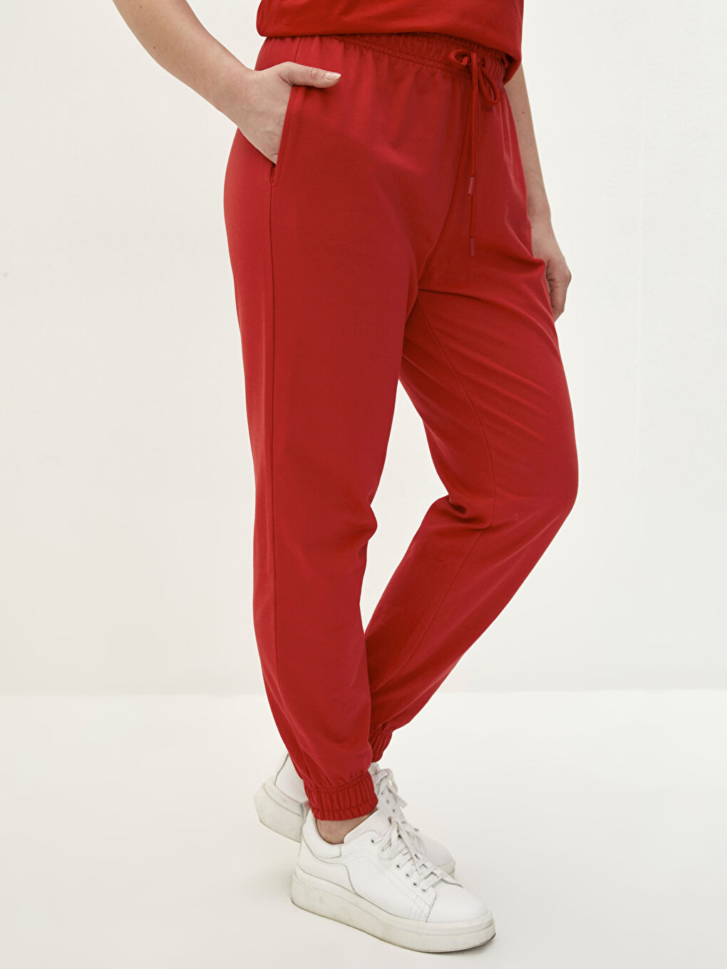 Pantaloni de Trening Simpli cu Șnur și Talie Elastică pentru Femei-2