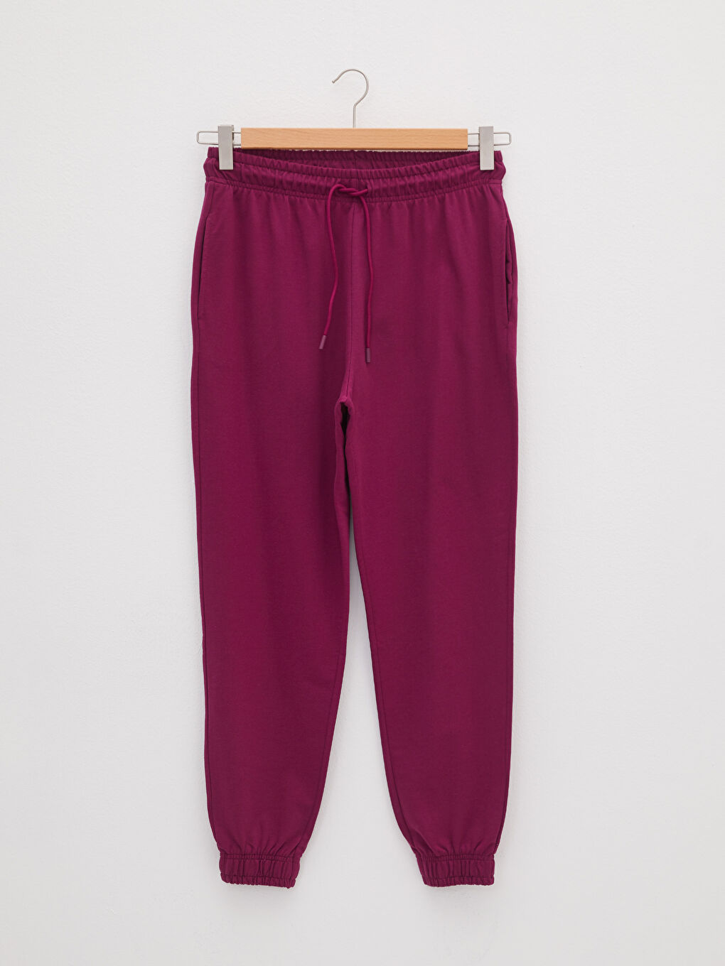 Women's Elastic Waist Tie Detail Plain Jogger Sweatpants-5