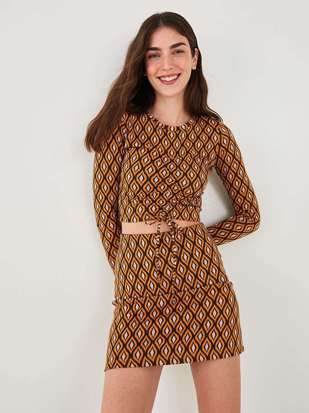 XSIDE Women's Standard Fit Patterned Skirt With Zipper Waist -W1K236Z8-QTC