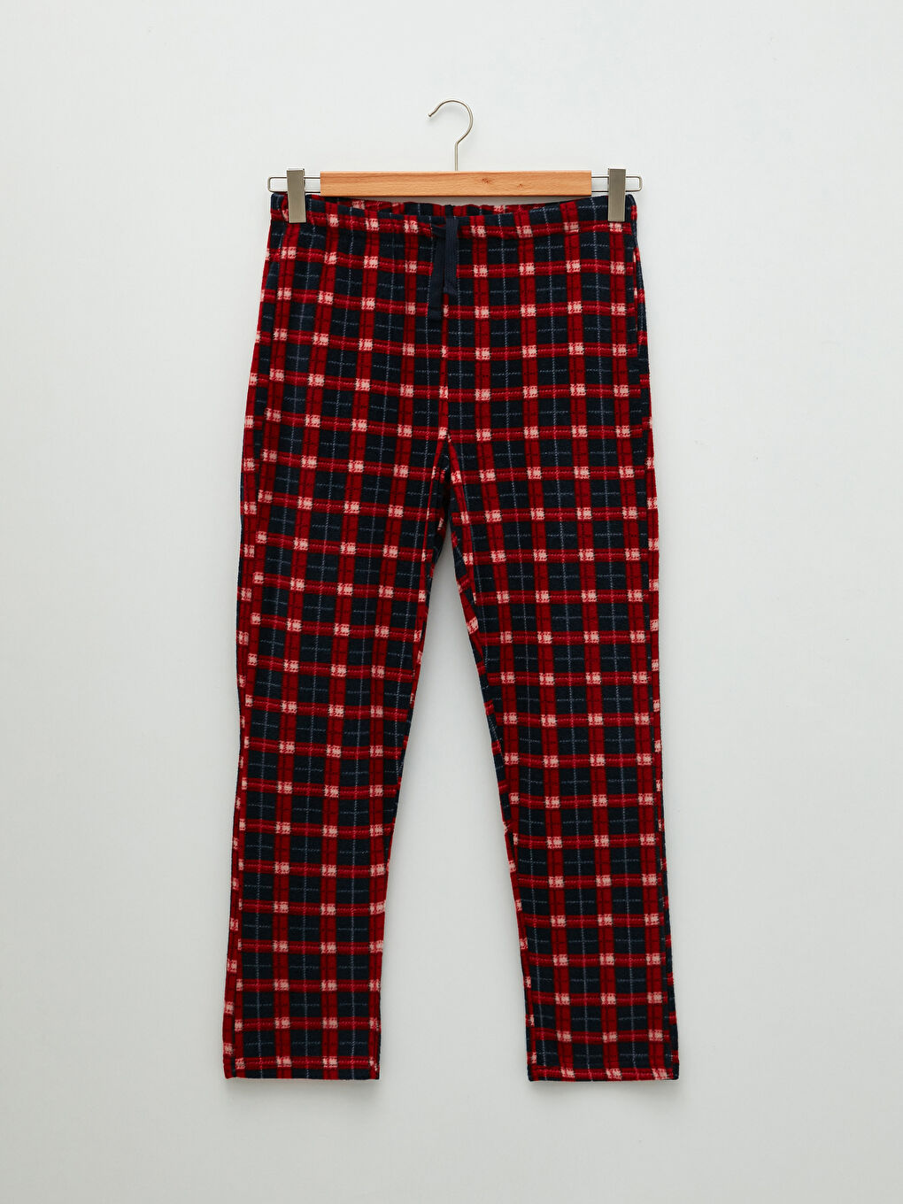 Kırmızı Standart Kalıp Ekose Erkek Polar Pijama Takımı-8