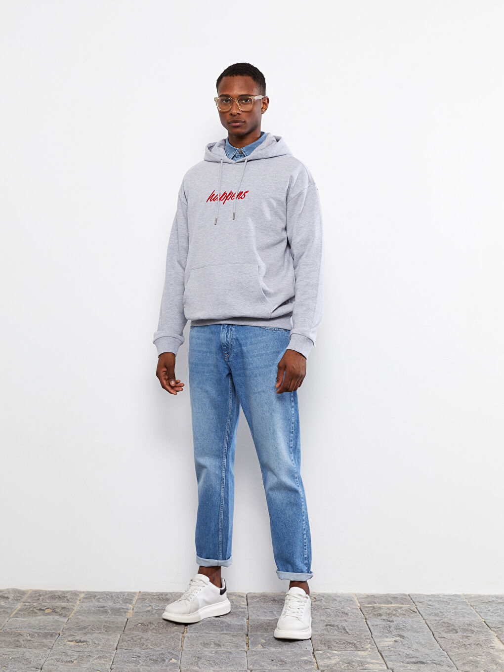 Ерлерге арналған ұзын жеңді принтті қалың худи