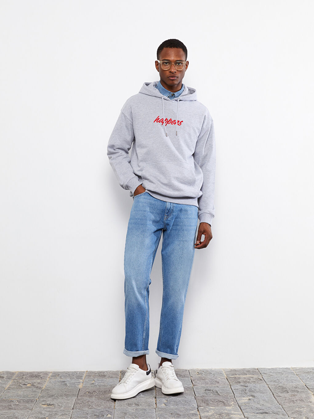 Ерлерге арналған ұзын жеңді принтті қалың худи-1