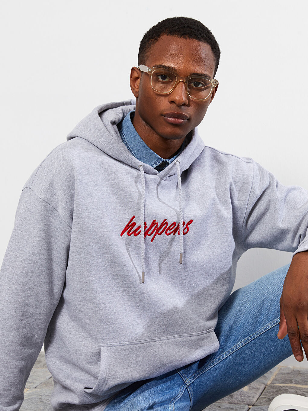 Ерлерге арналған ұзын жеңді принтті қалың худи-2