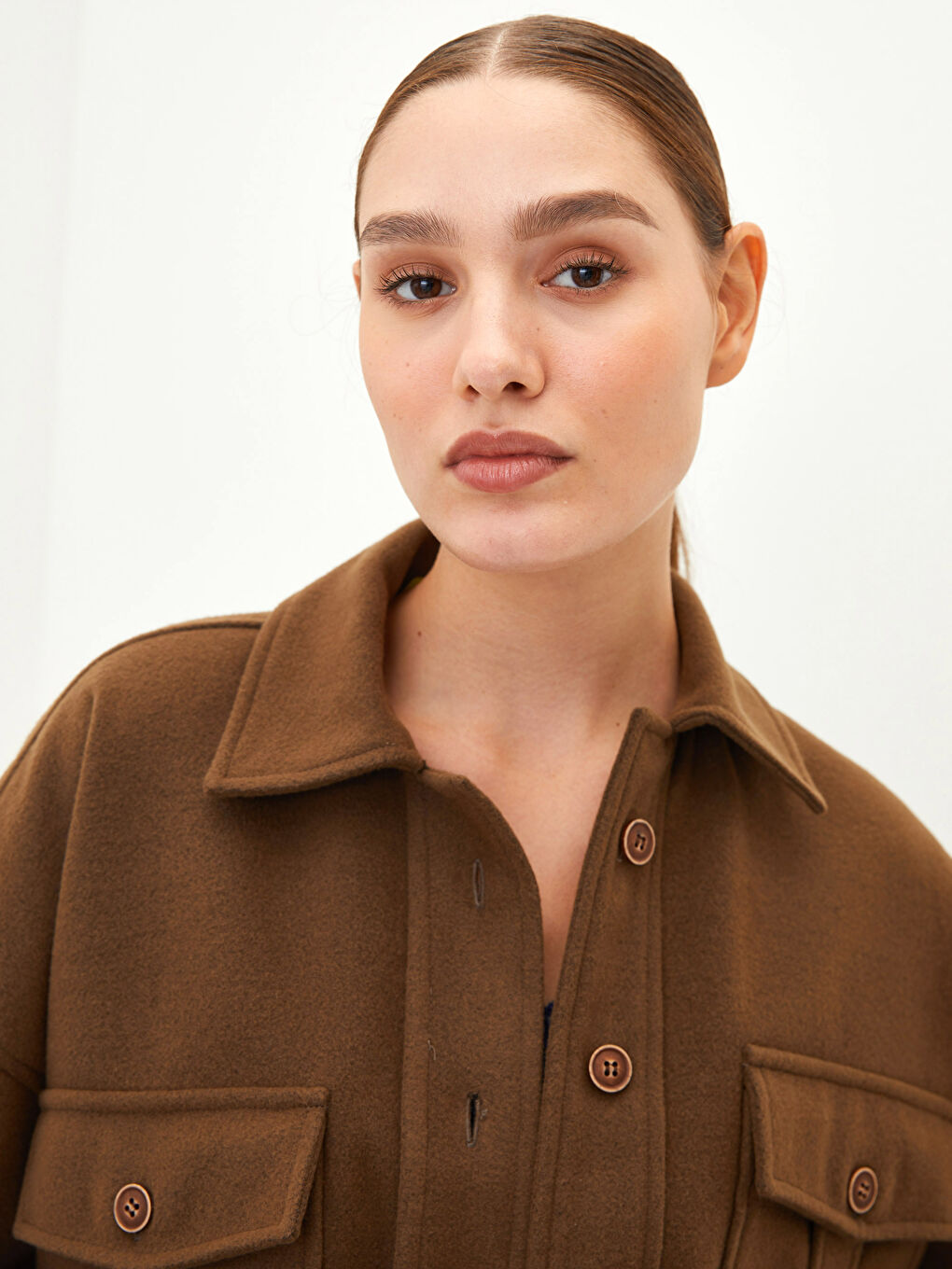 Natuvera Hemdkragen Gerade Langarm Taschen Detailierte Damen Hemdjacke -W1K262Z8-L0D