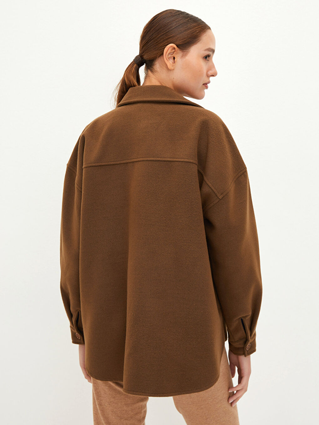 Natuvera Hemdkragen Gerade Langarm Taschen Detailierte Damen Hemdjacke -W1K262Z8-L0D