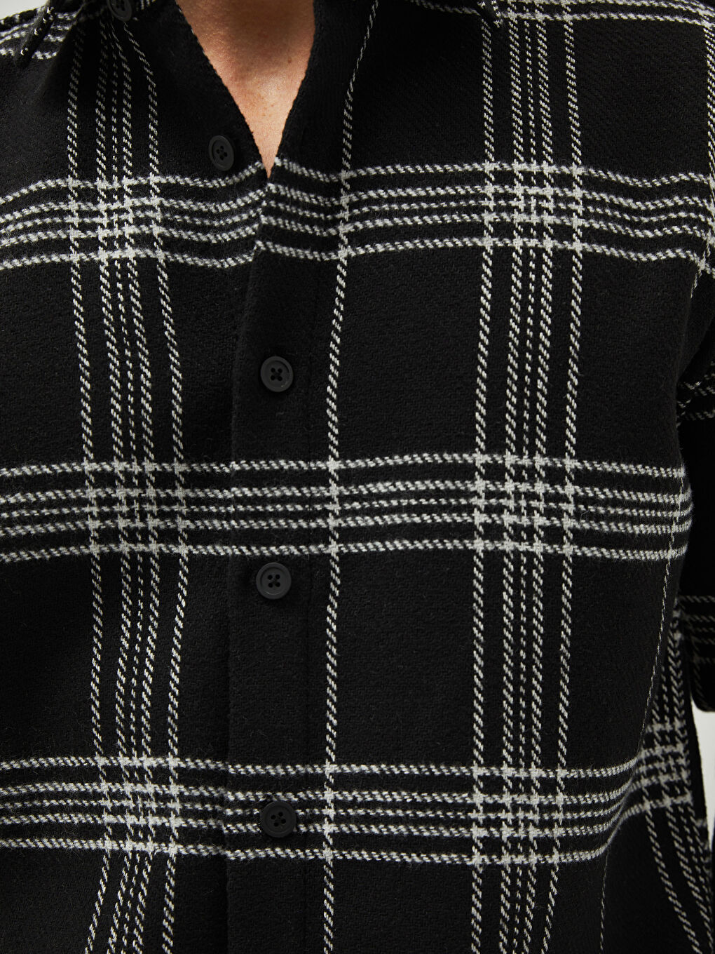 Gri Rahat Kalıp Uzun Kollu Ekose Erkek Oduncu Gömlek-3