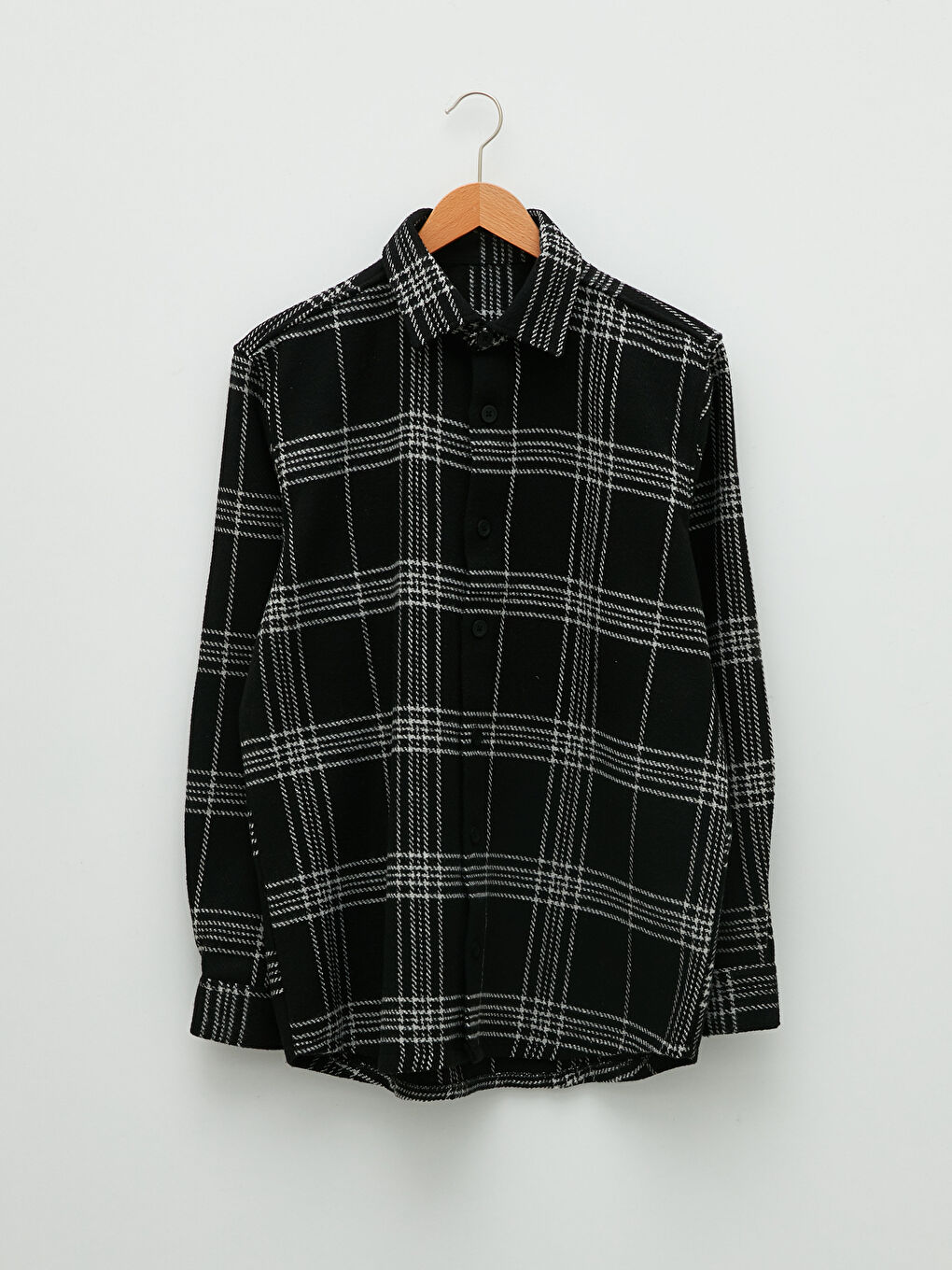 Gri Rahat Kalıp Uzun Kollu Ekose Erkek Oduncu Gömlek-5