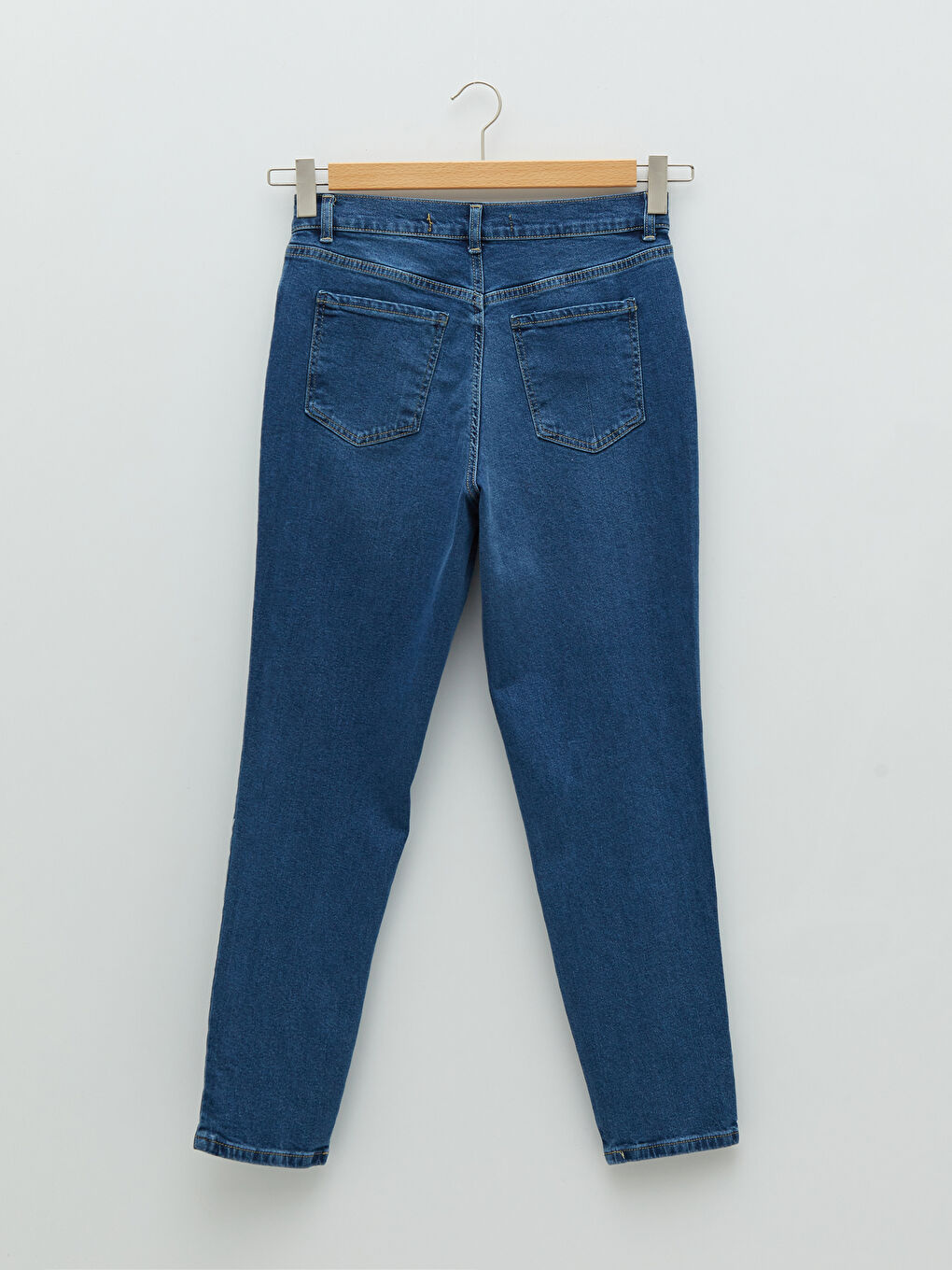 İndigo Yüksek Bel Slim Fit Kadın Jean Pantolon-6