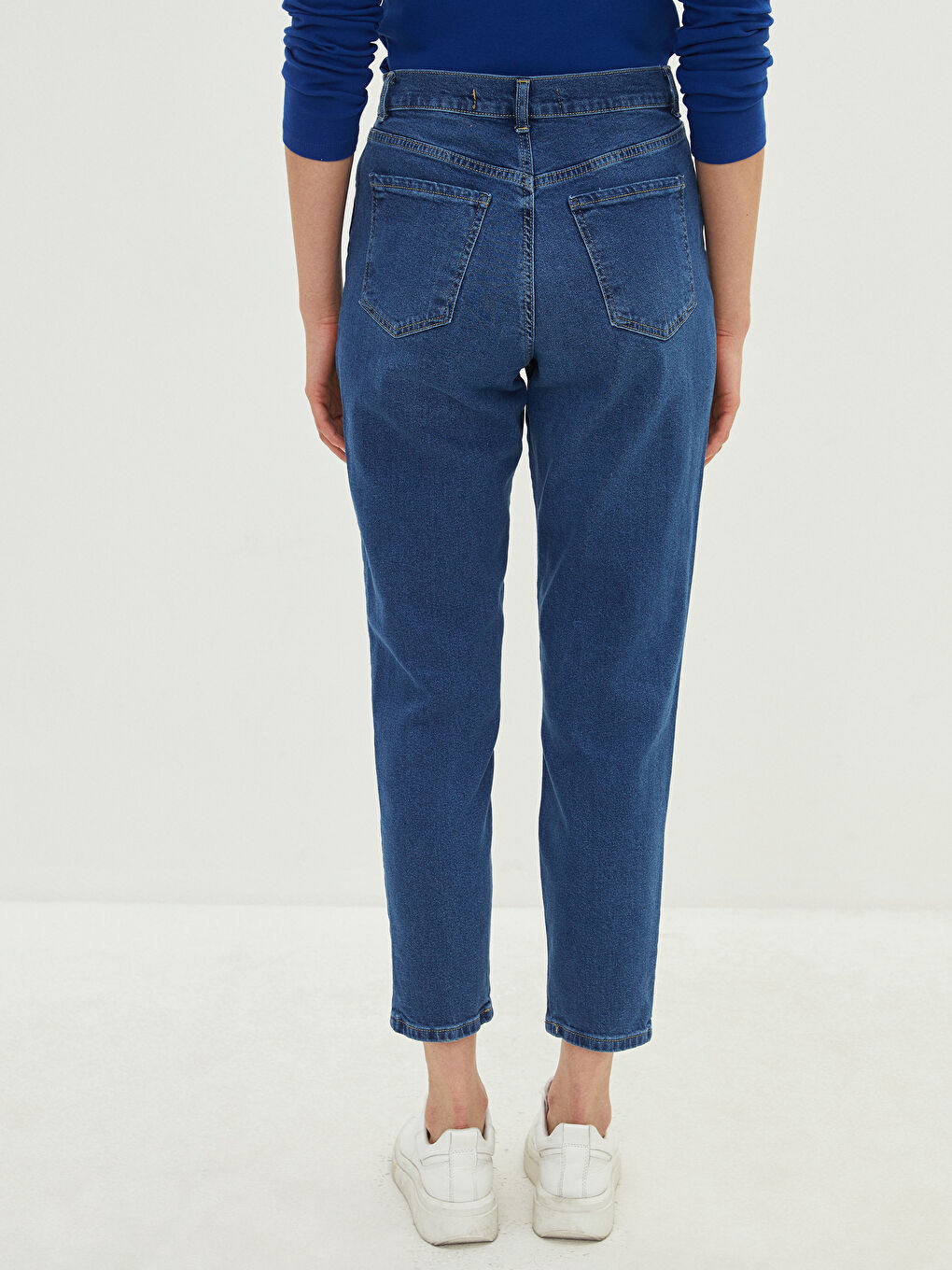 İndigo Yüksek Bel Slim Fit Kadın Jean Pantolon-3