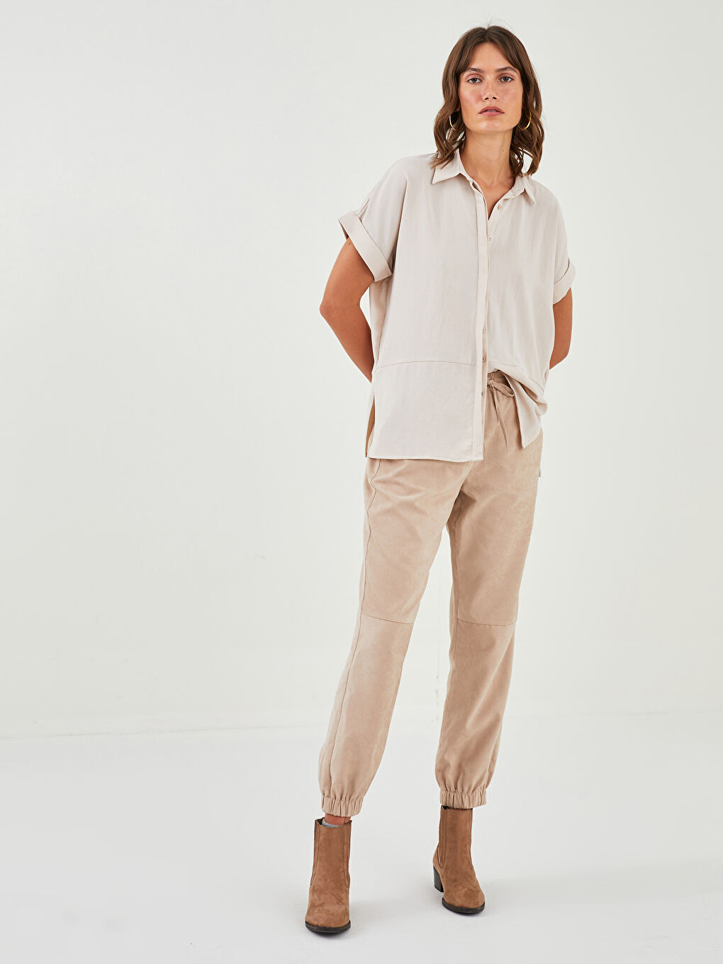 Elastic Waist Regular Pocket Detailed Women's Jogger Trousers-1