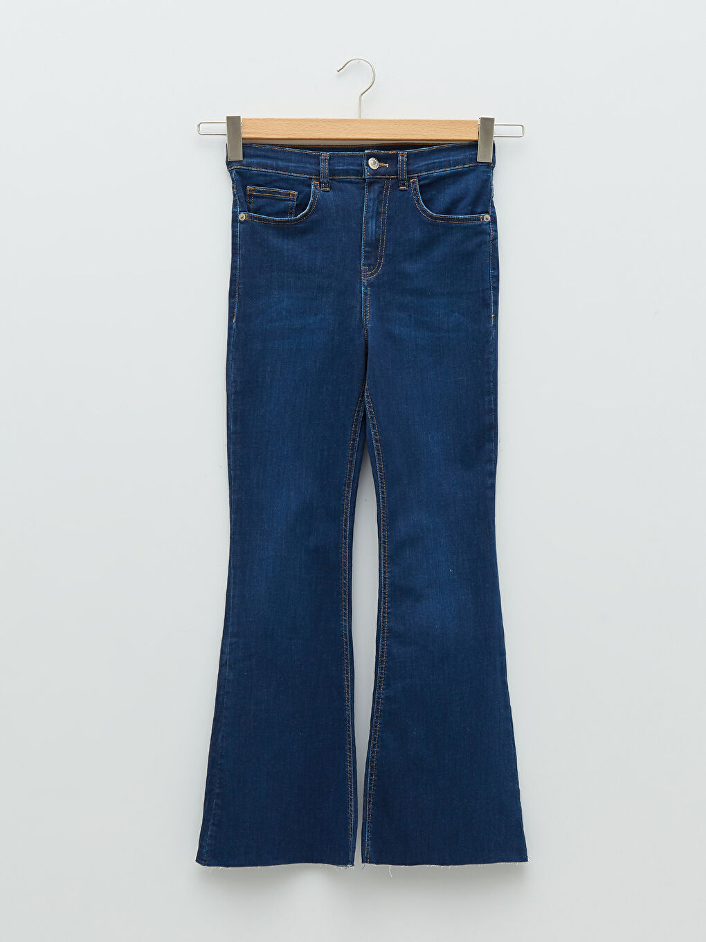 İndigo Yüksek Bel Mars Flare Kadın Jean Pantolon-5