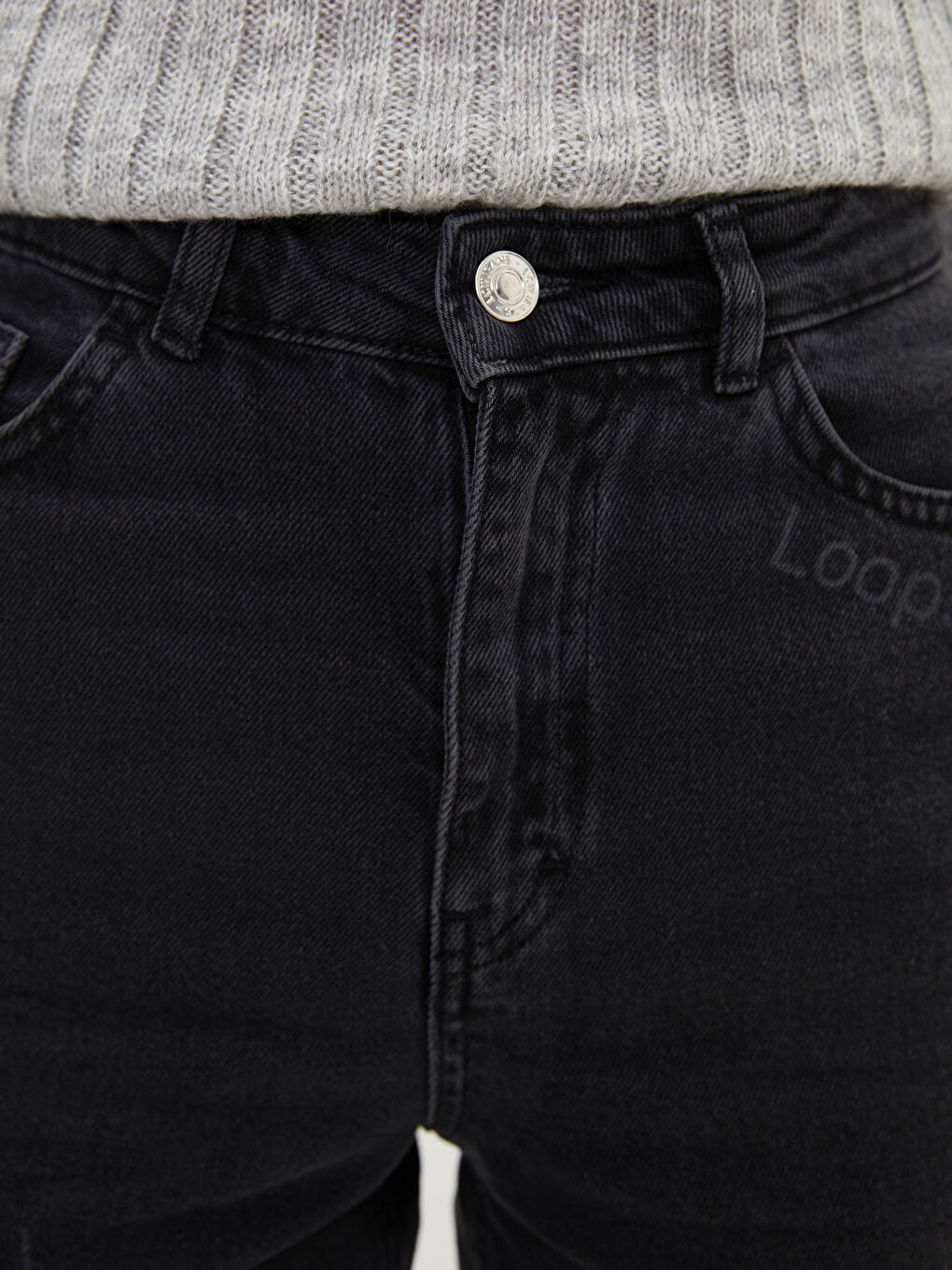 LCW Jeans Siyah Rodeo Yüksek Bel Mom Fit Baskılı Cep Detaylı Kadın Rodeo Jean Pantolon - 3