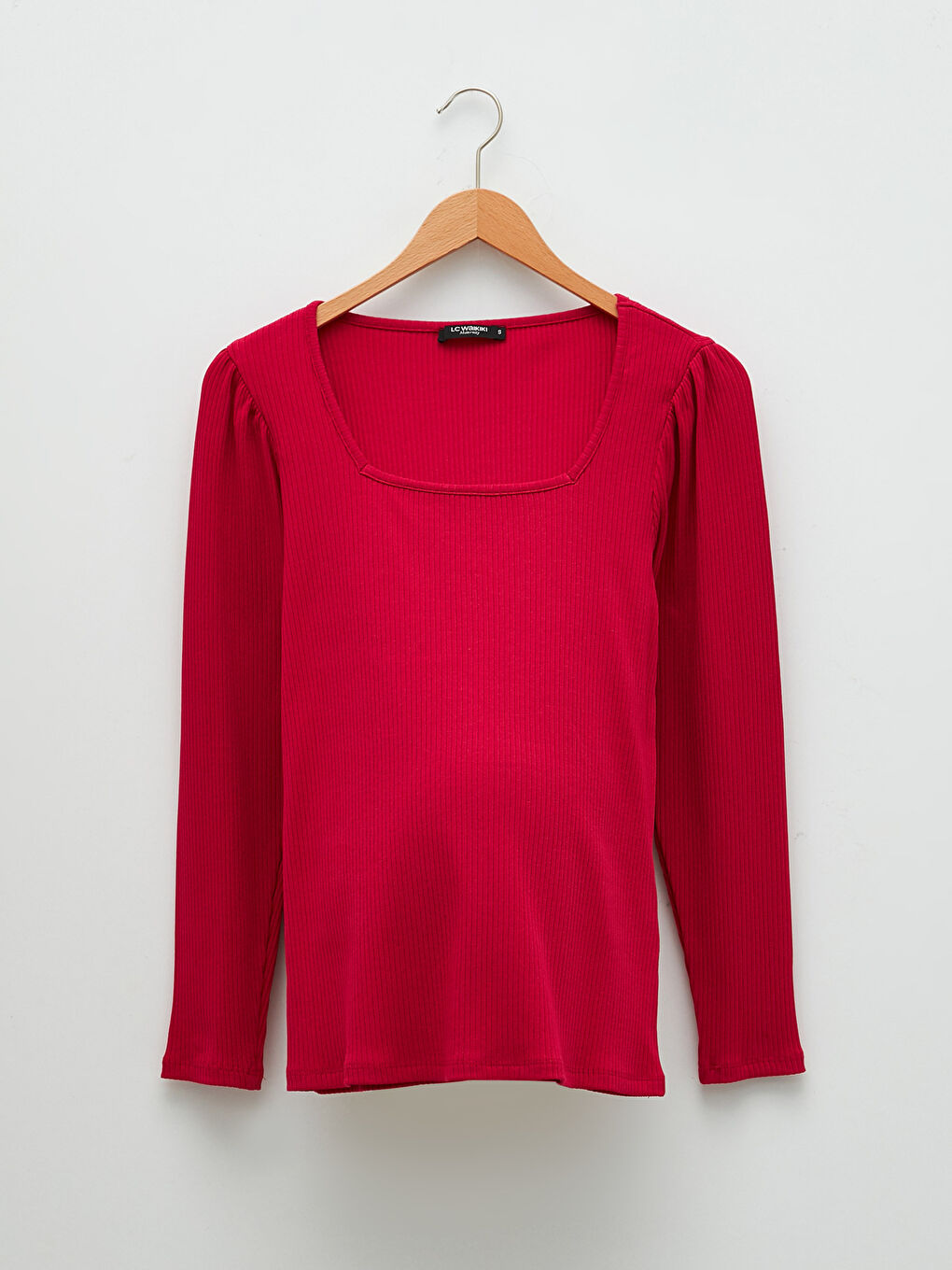 Square Collar Plain Long Sleeve Maternity T-Shirt-5