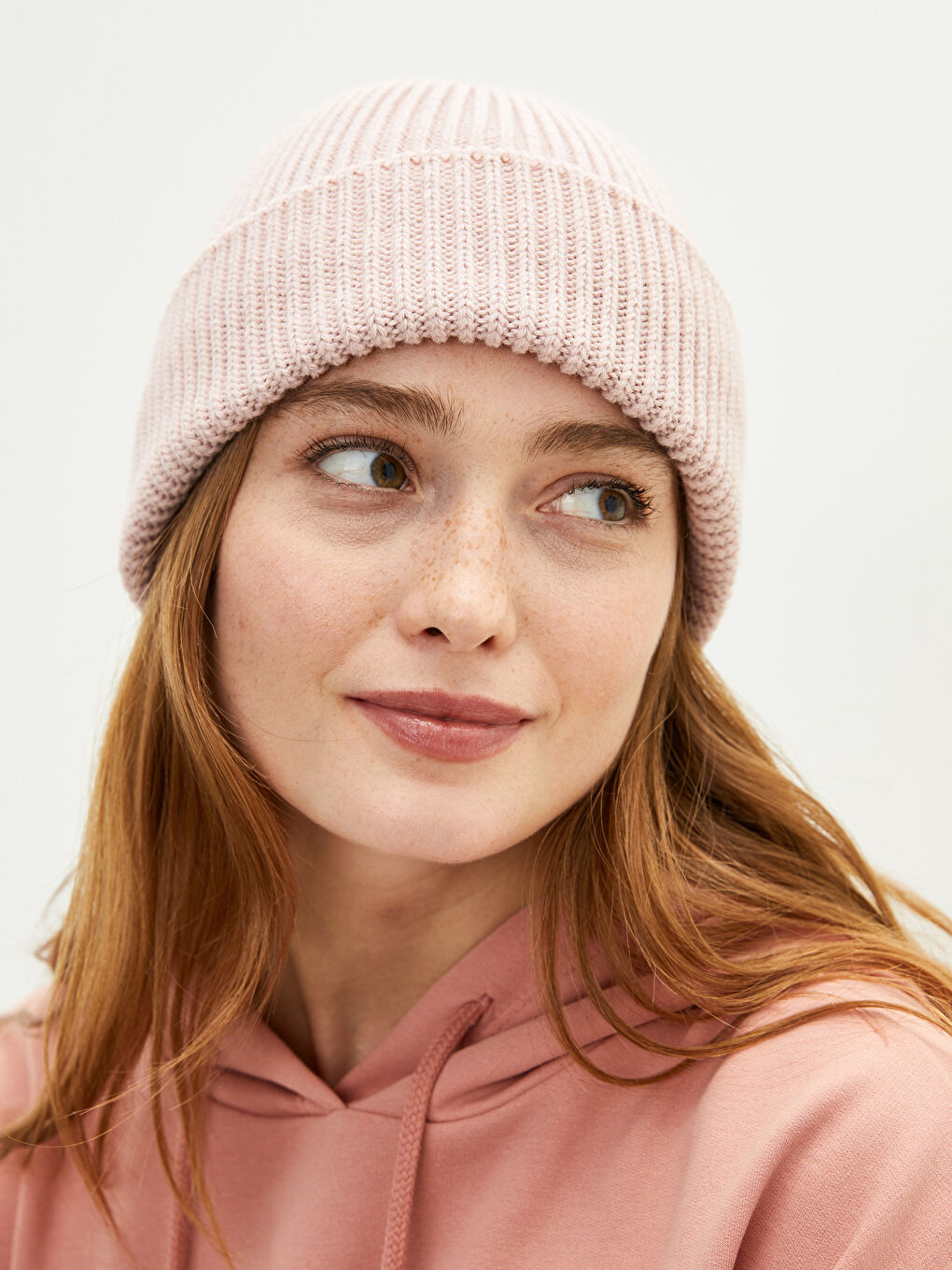 Pembe Kadın Triko Bere-1