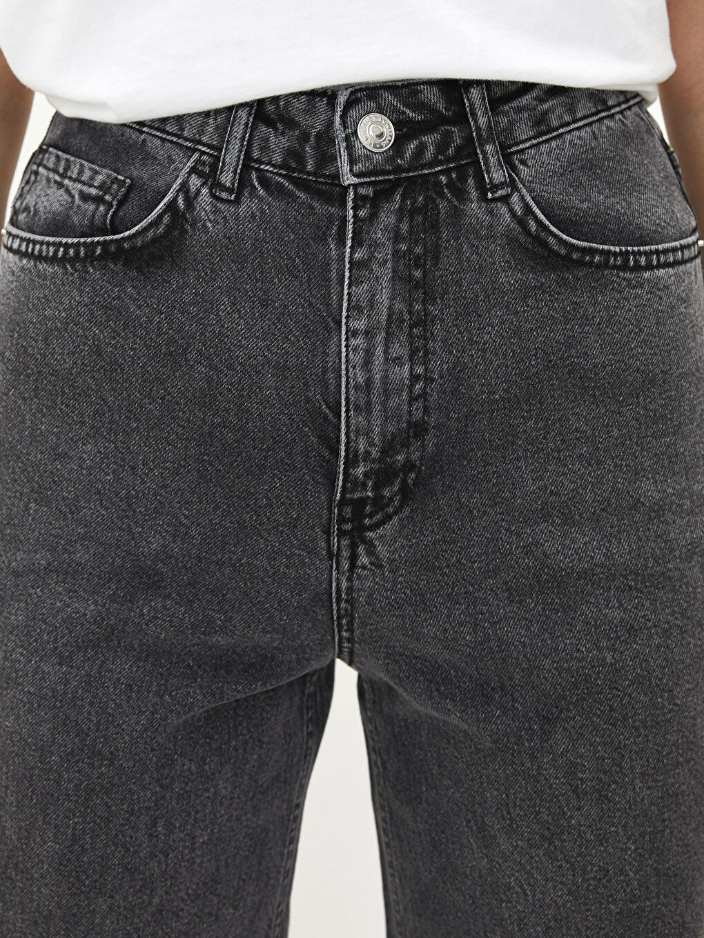 Blugi Rodeo Pentru Femei Cu Talie Înaltă, Croială Largă și Buzunare-3