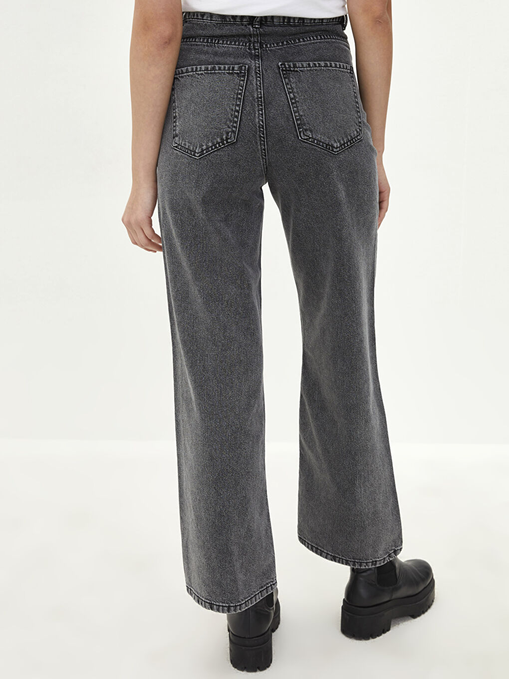 Blugi Rodeo Pentru Femei Cu Talie Înaltă, Croială Largă și Buzunare-4