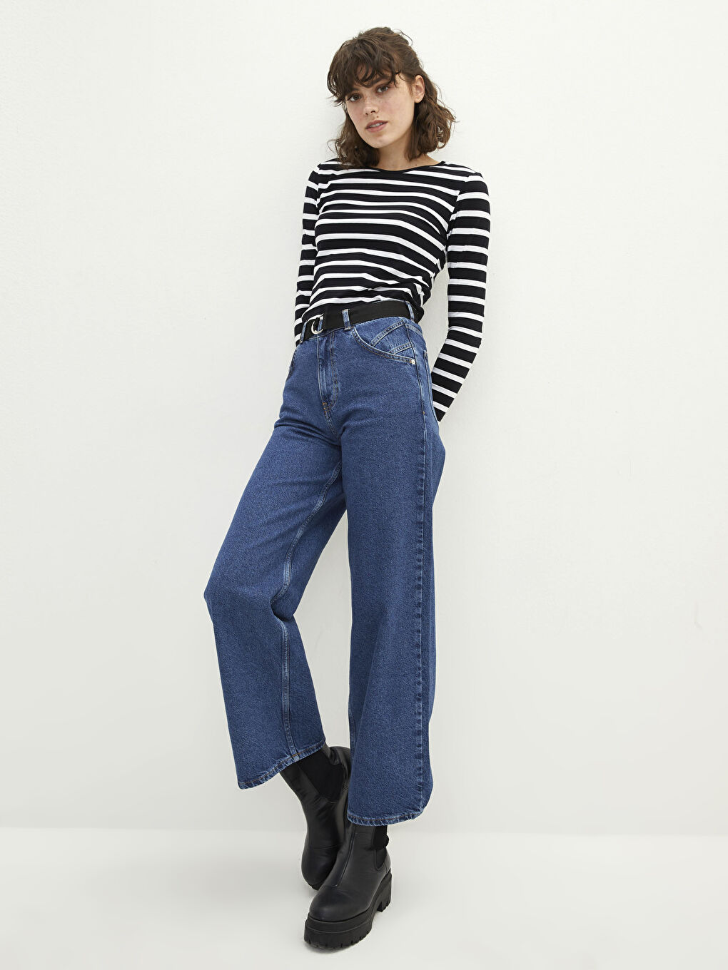 High Waist Wideleg Straight Rodeo Women's Jean Trousers