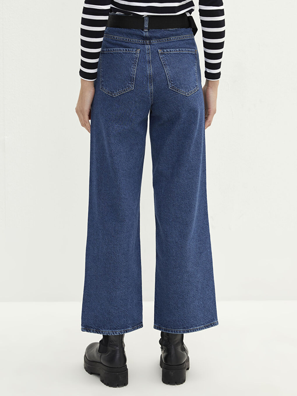 High Waist Wideleg Straight Rodeo Women's Jean Trousers-4