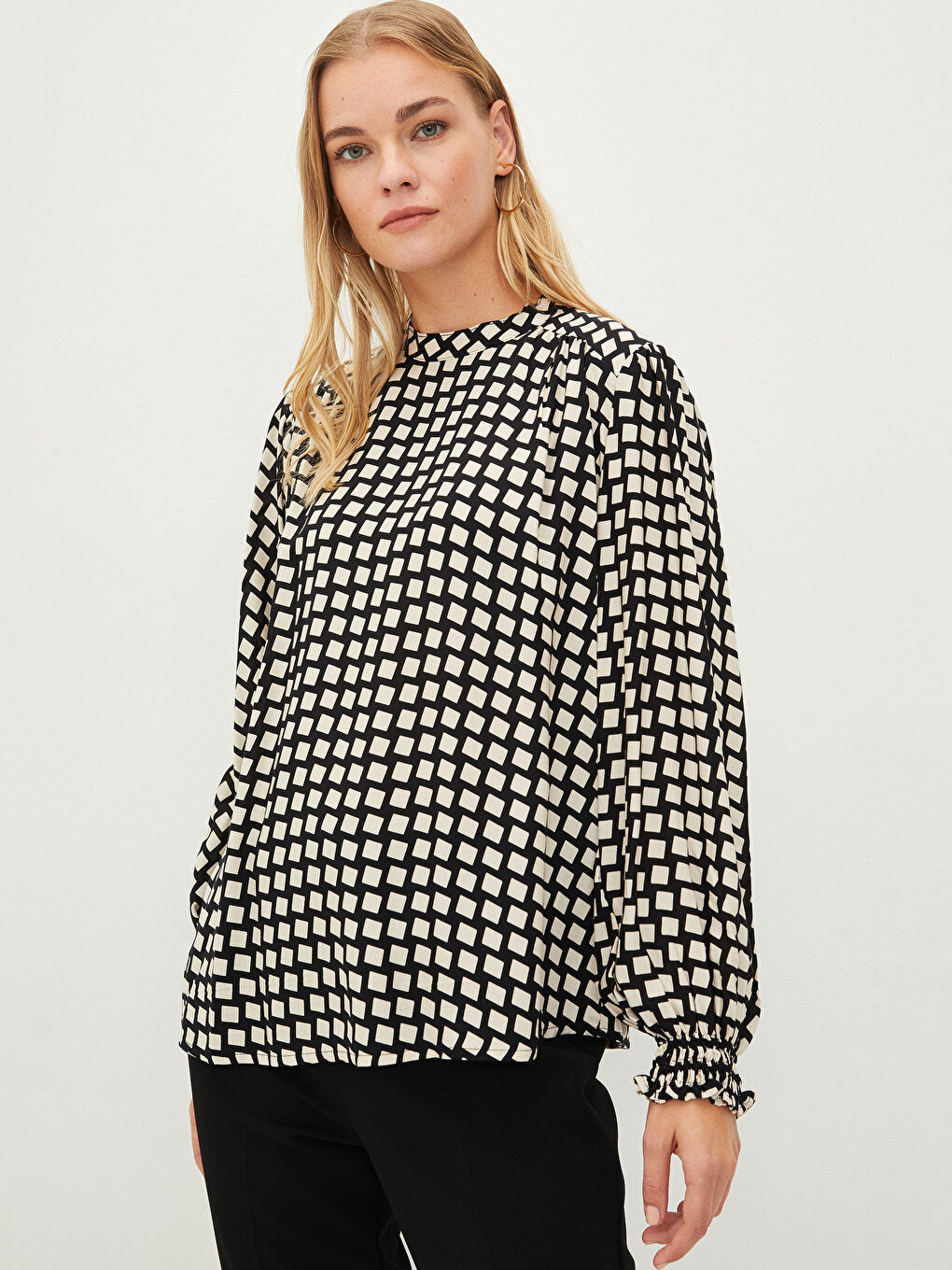 Blouse Pour Femmes À Manches Longues En Viscose Imprimée À Col Rond