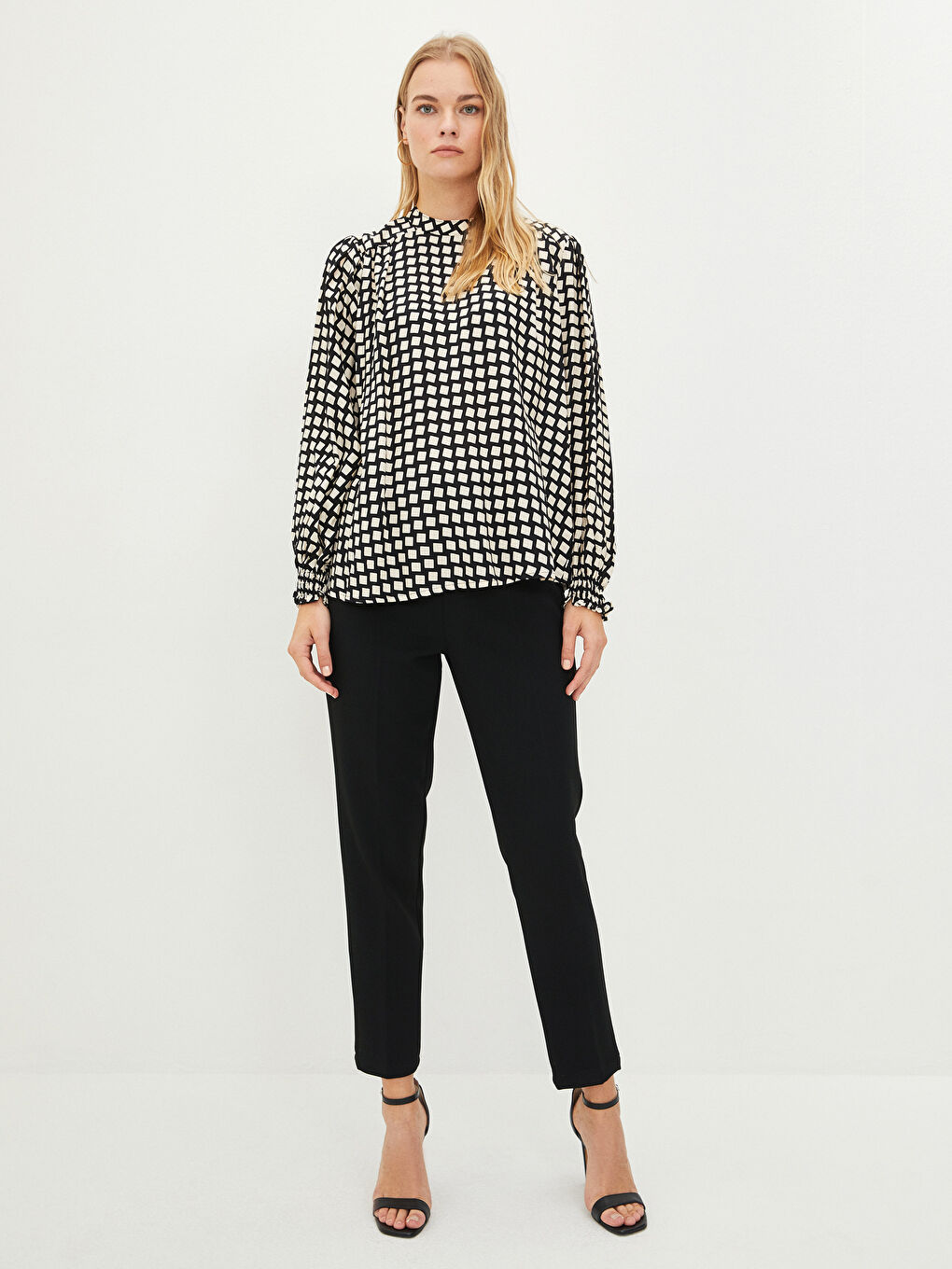 Blouse Pour Femmes À Manches Longues En Viscose Imprimée À Col Rond-3