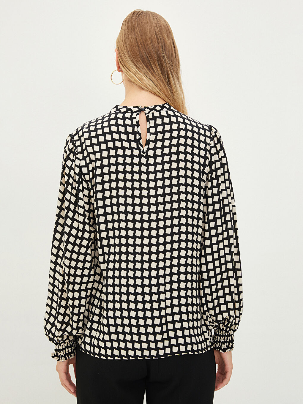 Blouse Pour Femmes À Manches Longues En Viscose Imprimée À Col Rond-4