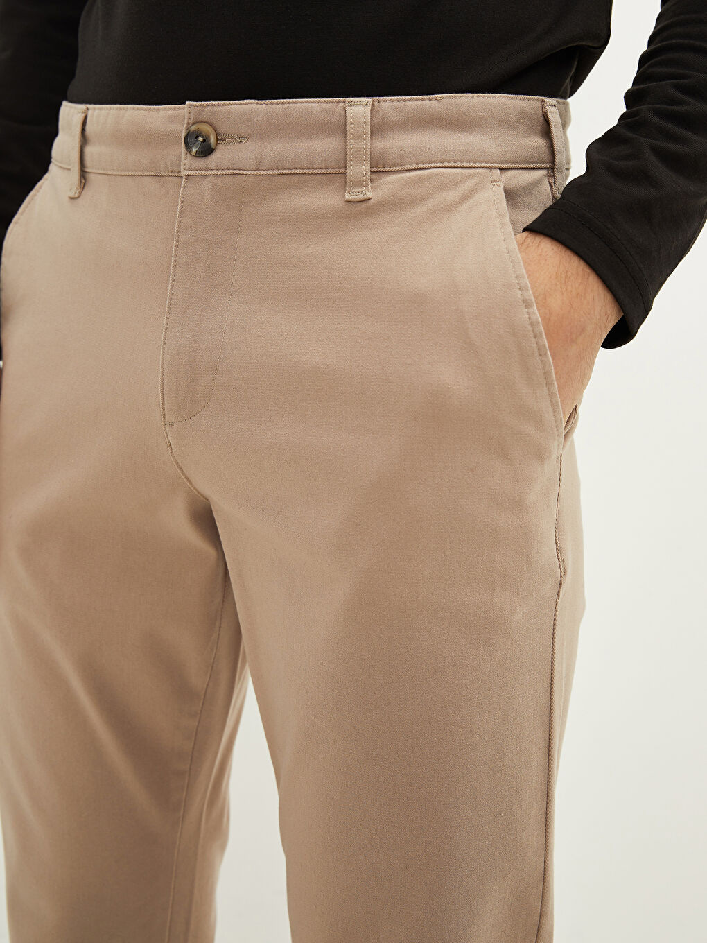 Bej Normal Kalıp Erkek Chino Pantolon-2