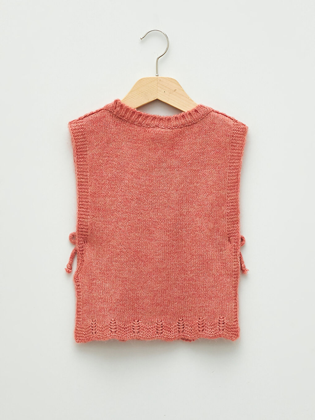 Pembe Bisiklet Yaka Kendinden Desenli Kız Bebek Süveter-1