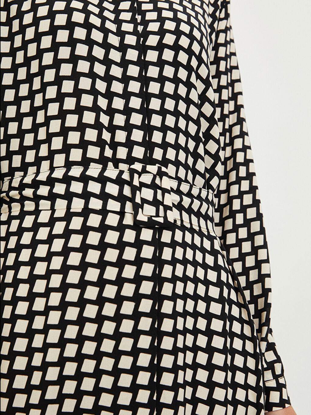 Front Button Closure Patterned Long Sleeve Viscose Women's Shirt Shirt Dress-3