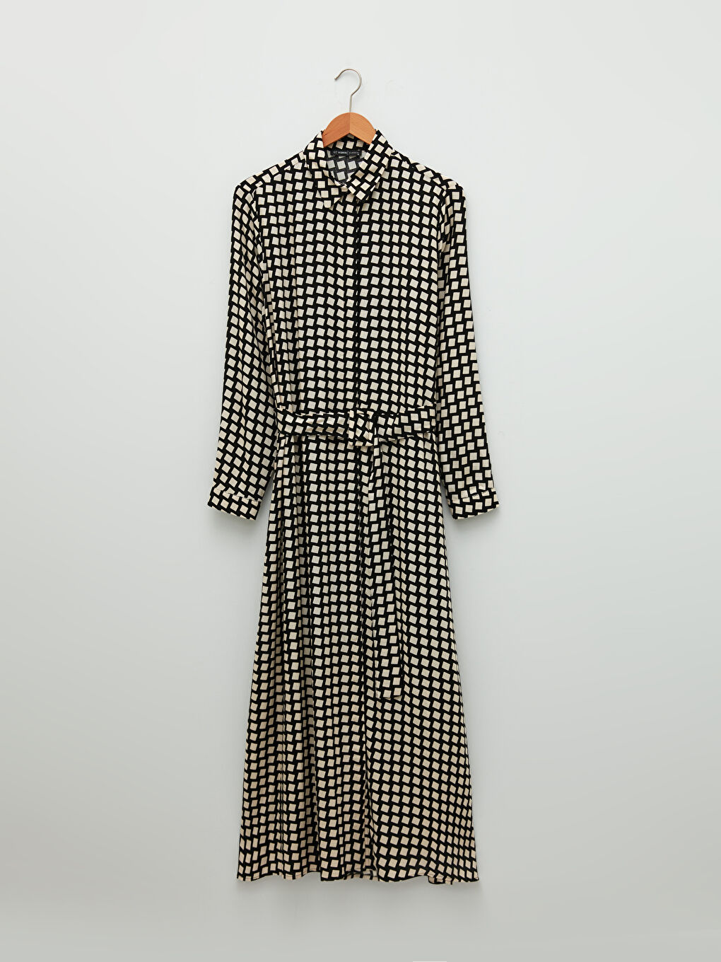 Front Button Closure Patterned Long Sleeve Viscose Women's Shirt Shirt Dress-5