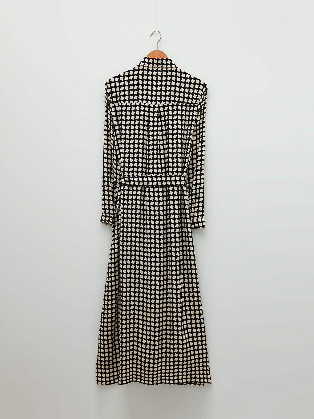 Front Button Closure Patterned Long Sleeve Viscose Women's Shirt Shirt Dress-6