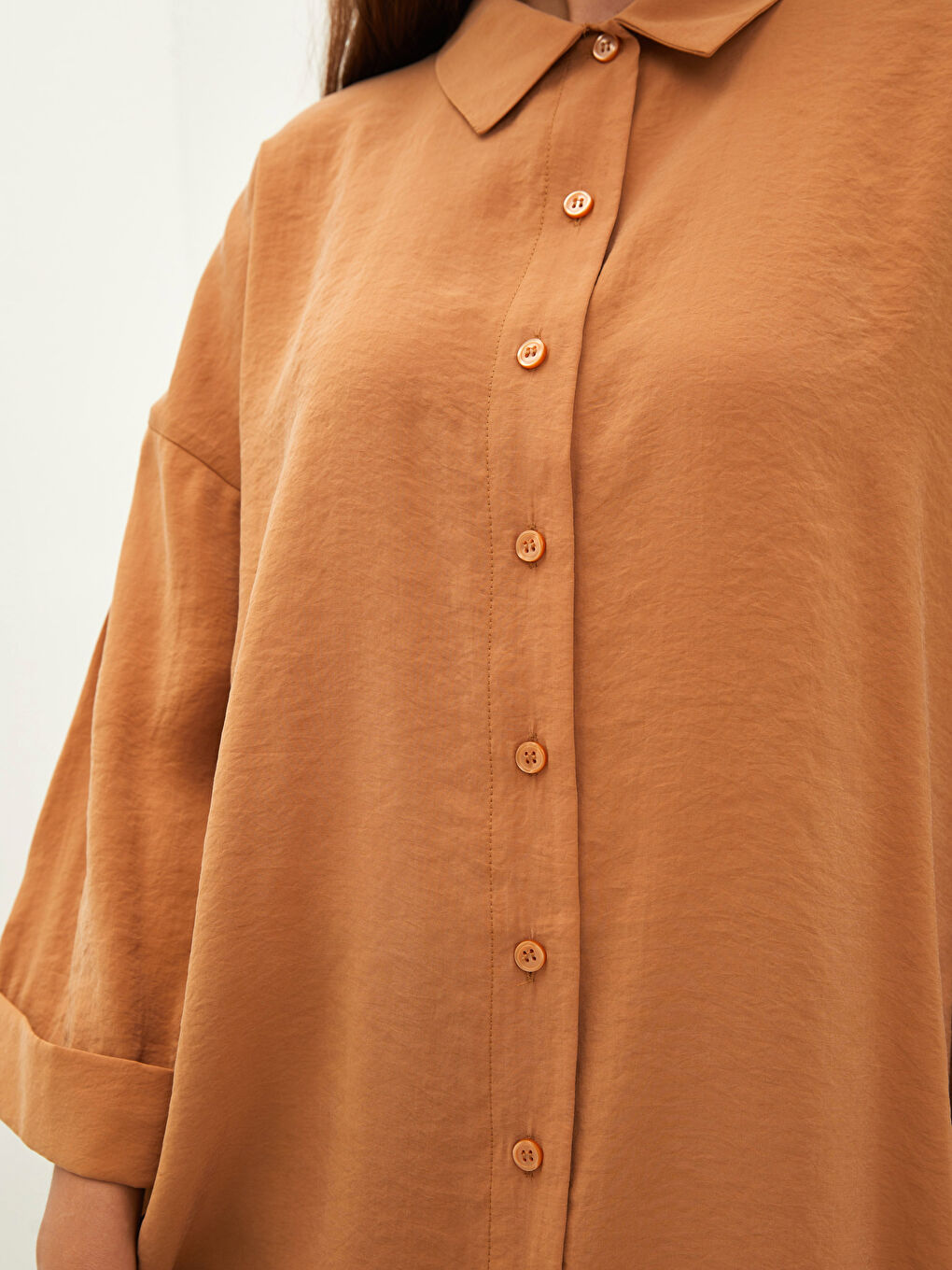 LCW Modest Plain Button Closure Women's Shirt Tunic -W1K545Z8-SCQ