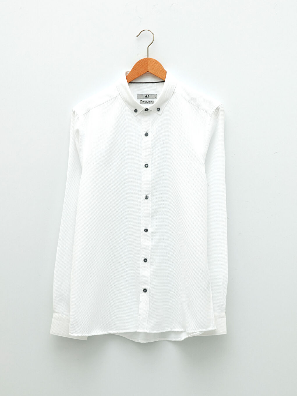 Beyaz Slim Fit Uzun Kollu Erkek Gömlek-5